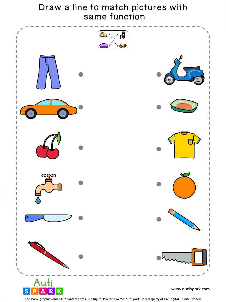 Match Pictures By Function #09 – Free Matching Worksheet